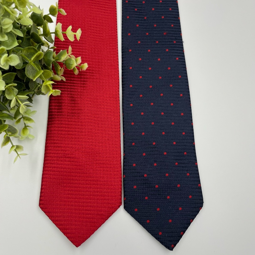 Ermenegildo Zegna Necktie Irregular Men's Twin Tie 100% Silk Made In Italy EUC